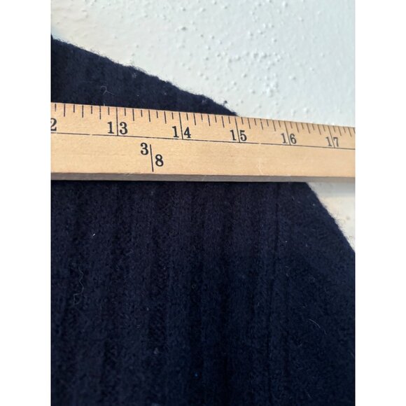 Vintage Herman Geist Womens Navy Ribbed Wool Cardigan Sweater Button-Front Pocke - Picture 7 of 11